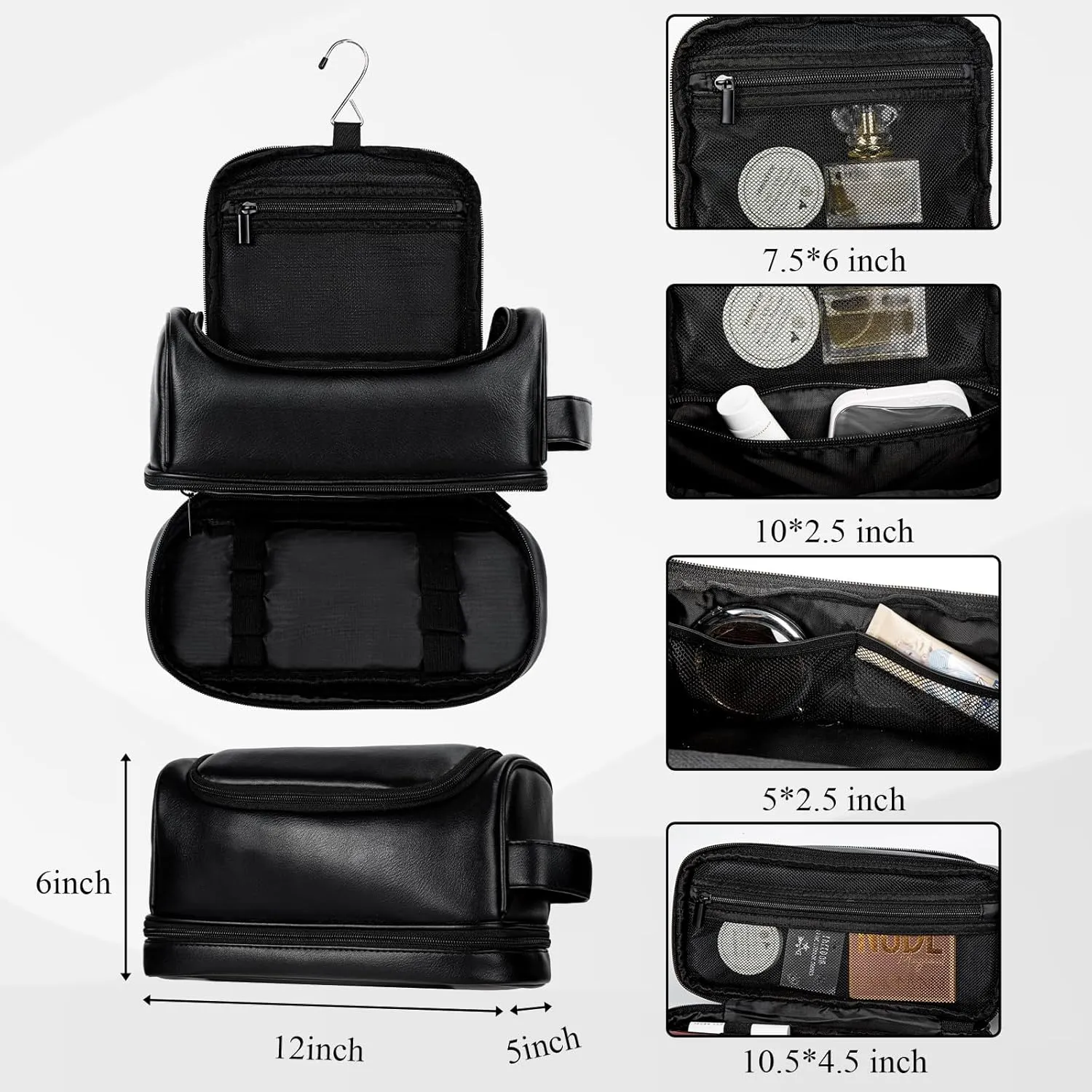 Personalized Travel Toiletry Bag for Men, Large Water-resistant Shaving Bag Toiletries Organizer, PU Leather Dopp Kit, Multi-functional and Stylish, Customized Gift for Groomsmen, Anniversary,Birthday