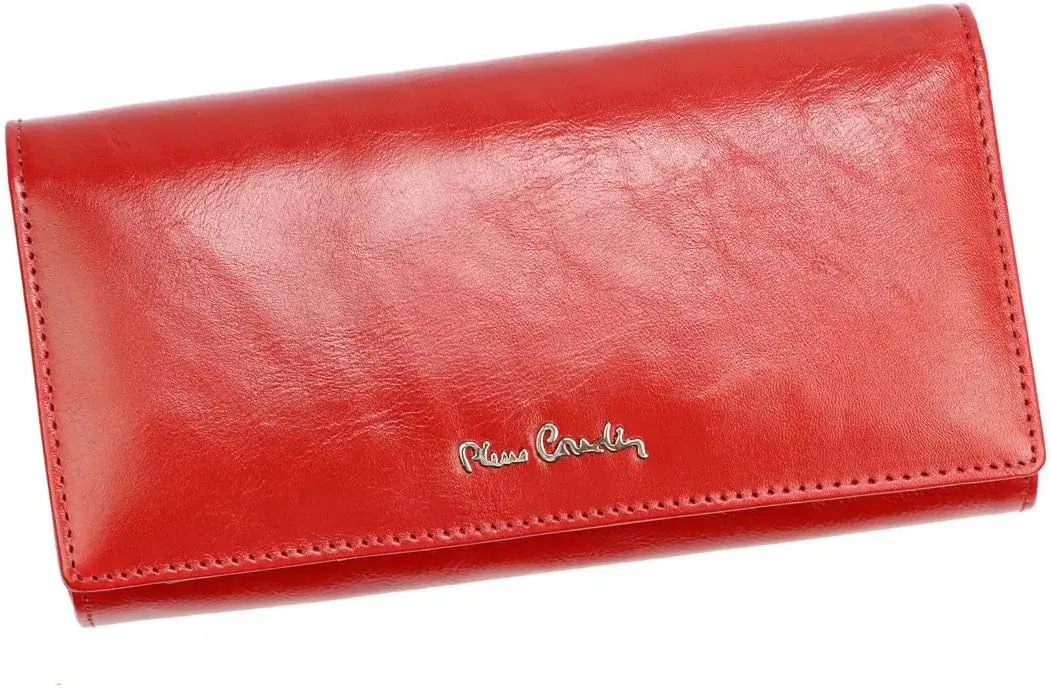 Pierre Cardin Glossy Big Women's Wallet Made from 100% Natural Leather Varnished 18,5 x 10 x 3 cm Holds 8 Cards 3 Bill Compartments 1 Coins Pocket, Red, 06 ITALY, Classic