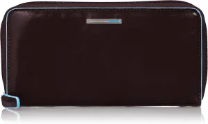 Piquadro Zipper Women's Wallet with Three Gussets, Coin Pocket and Credit Card Slots, Mahogany, One Size