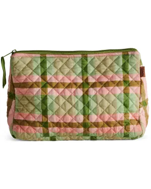 Pistachio Tartan Quilted Cotton Toiletry Purse - Kip&Co