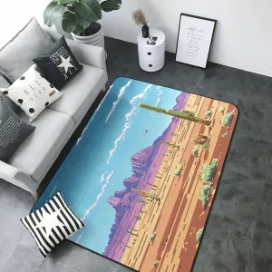 Pixel Desert Landscape Area Rug for Living Room Decor - Anti Slip Washable Throw Rug, Indoor Carpet for Bedroom Living Room Decor 24x36 Inch Area Rug Door Mat
