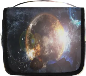Planet Meteorite Universe Makeup Bag Travel Cosmetic Bag with Zipper Pocket and Handle Travel Makeup Organizer Bag Water-resistant Toiletry Bags for Traveling Women Men Ladies Girls