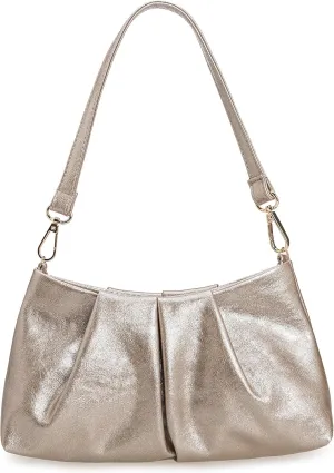 Pleated PU Clutch Evening Purse for Women Dressy Formal Faux Leather Shoulder Handbag