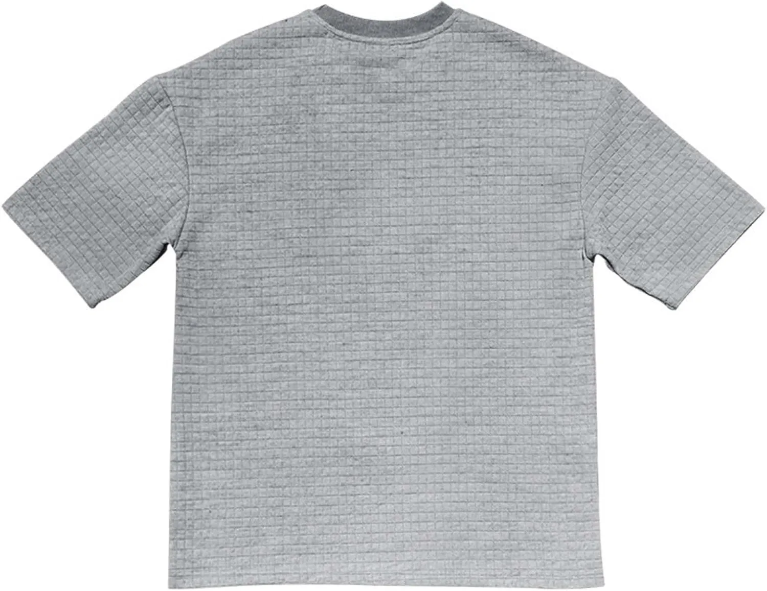 Plus Size Waffle Knit Shirt for Men Summer Crew Neck Short Sleeve Textured Tops Casual Solid Loose Comfy Soft Blouse