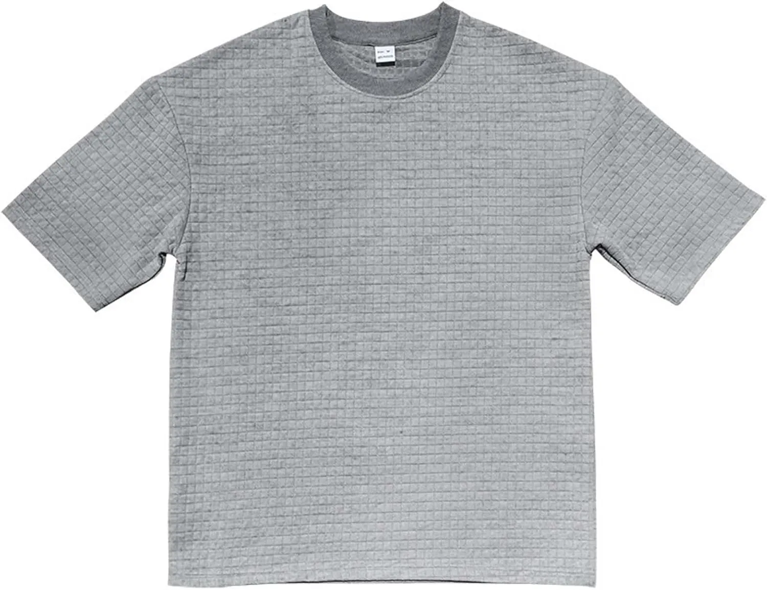 Plus Size Waffle Knit Shirt for Men Summer Crew Neck Short Sleeve Textured Tops Casual Solid Loose Comfy Soft Blouse