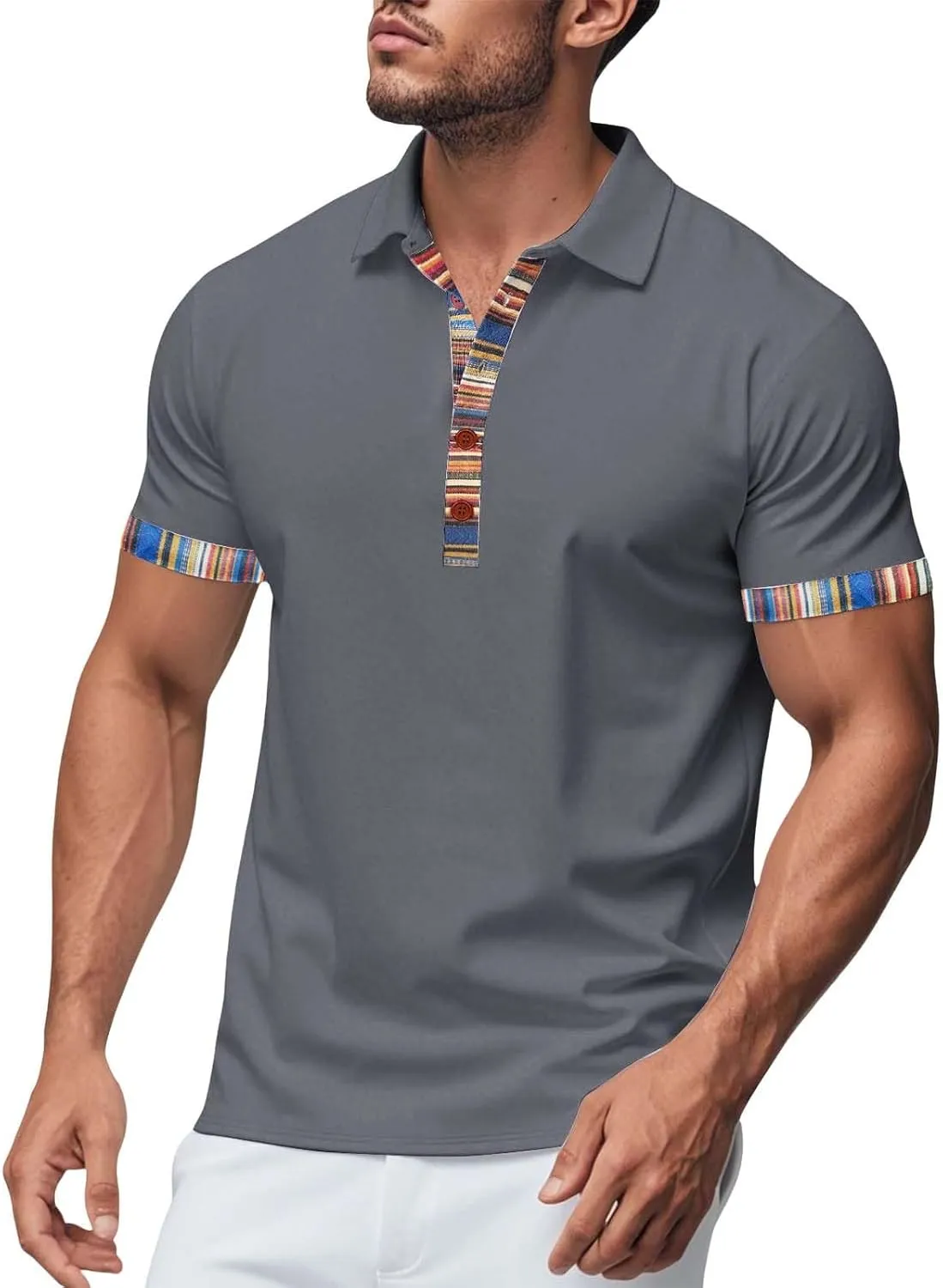 Polo Shirts for Men Golf Short Sleeve Big and Tall Casual Tshirts Summer Workout Muscle Running Beach Cruise T-Shirts