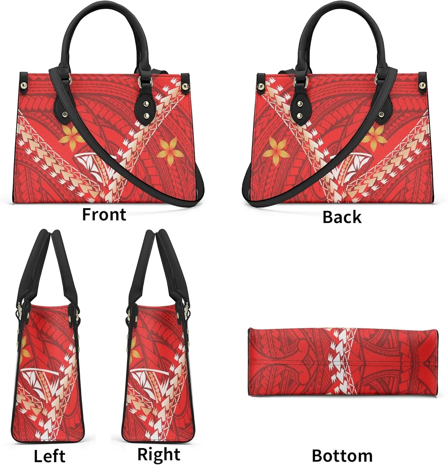 Polynesian Custom Handbag, A Two-Piece Set Of Women'S Single-Shoulder Bag And Wallet Samoan Tribal Pattern Design