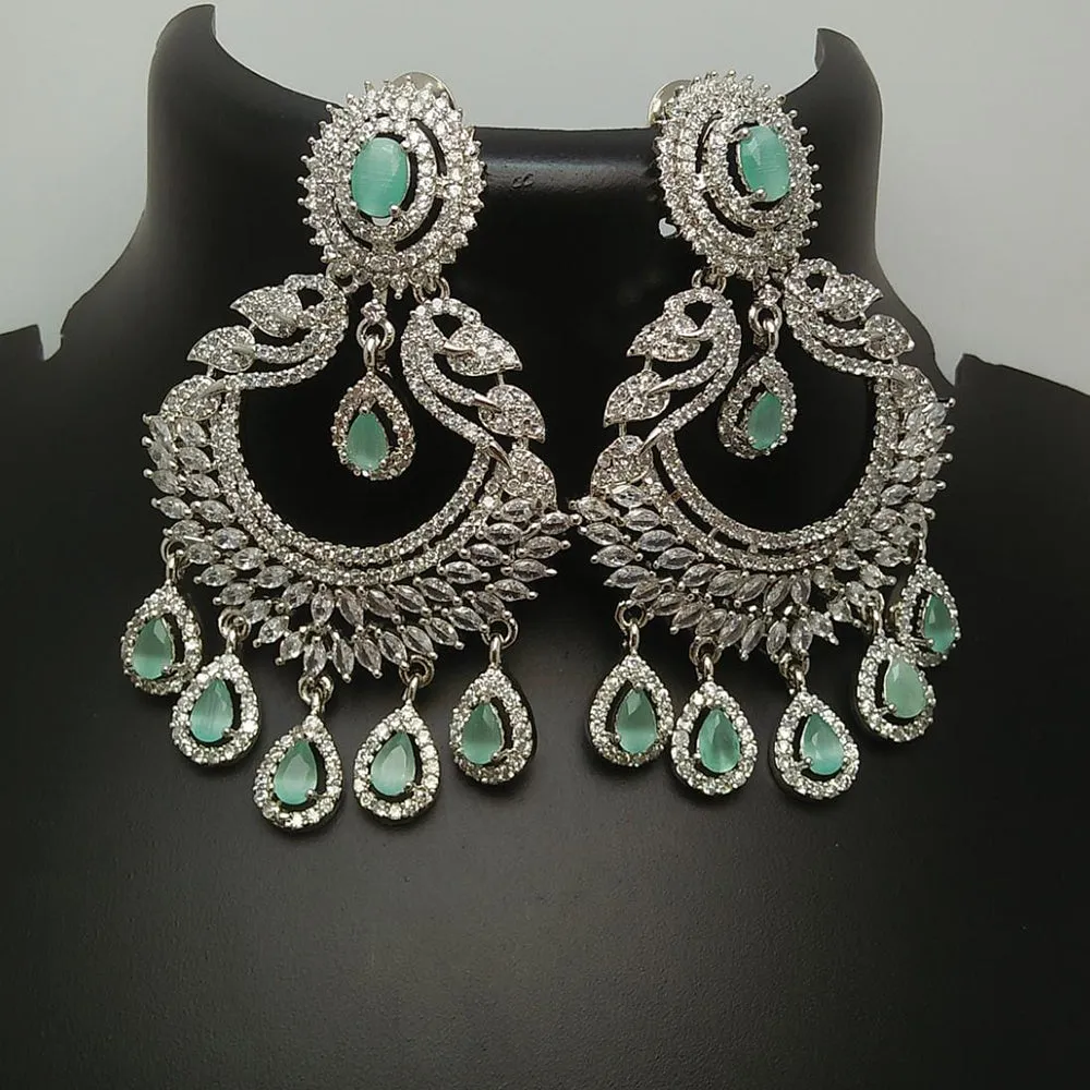 Pooja Bangles Silver Plated AD Stone Dangler Earrings