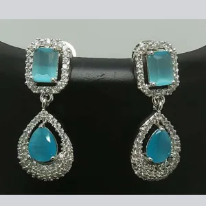 Pooja Bangles Silver Plated AD Stone Dangler Earrings