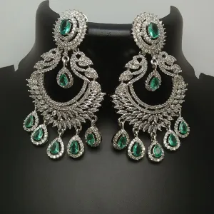 Pooja Bangles Silver Plated AD Stone Dangler Earrings