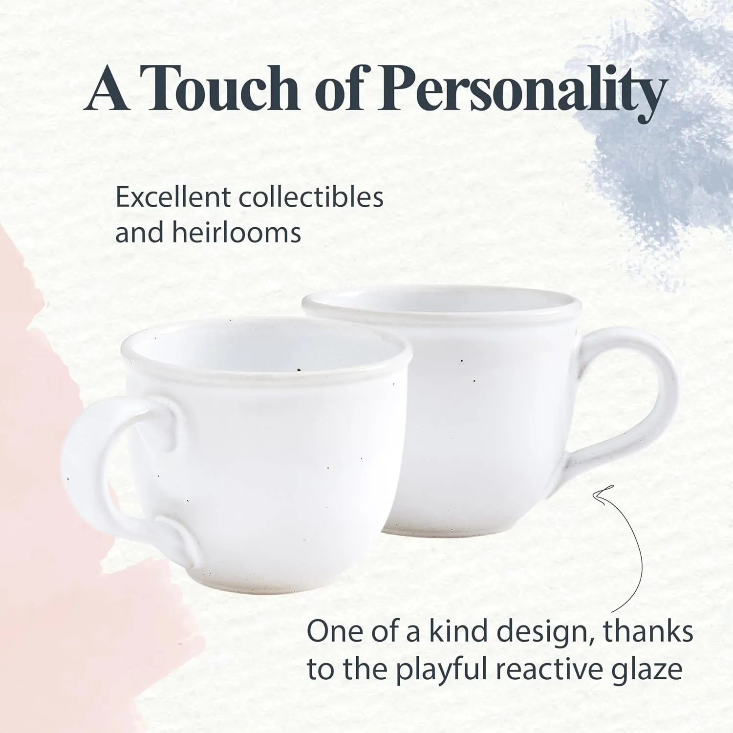 Portmeirion 12oz Minerals Mug, Moonstone (Set of 4) - Stoneware Coffee Cup, Sturdy Ceramic Mug, Microwave, Dishwasher, Freezer, Oven Safe - Artisan Made Drinkware for Tea, Expresso, Latte