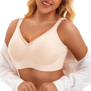 PoseFree Womens Wireless Bras Supportive Tshirt Bra No Underwire Seamless Push Up V Mesh Comfortable Bralette Everyday Bras