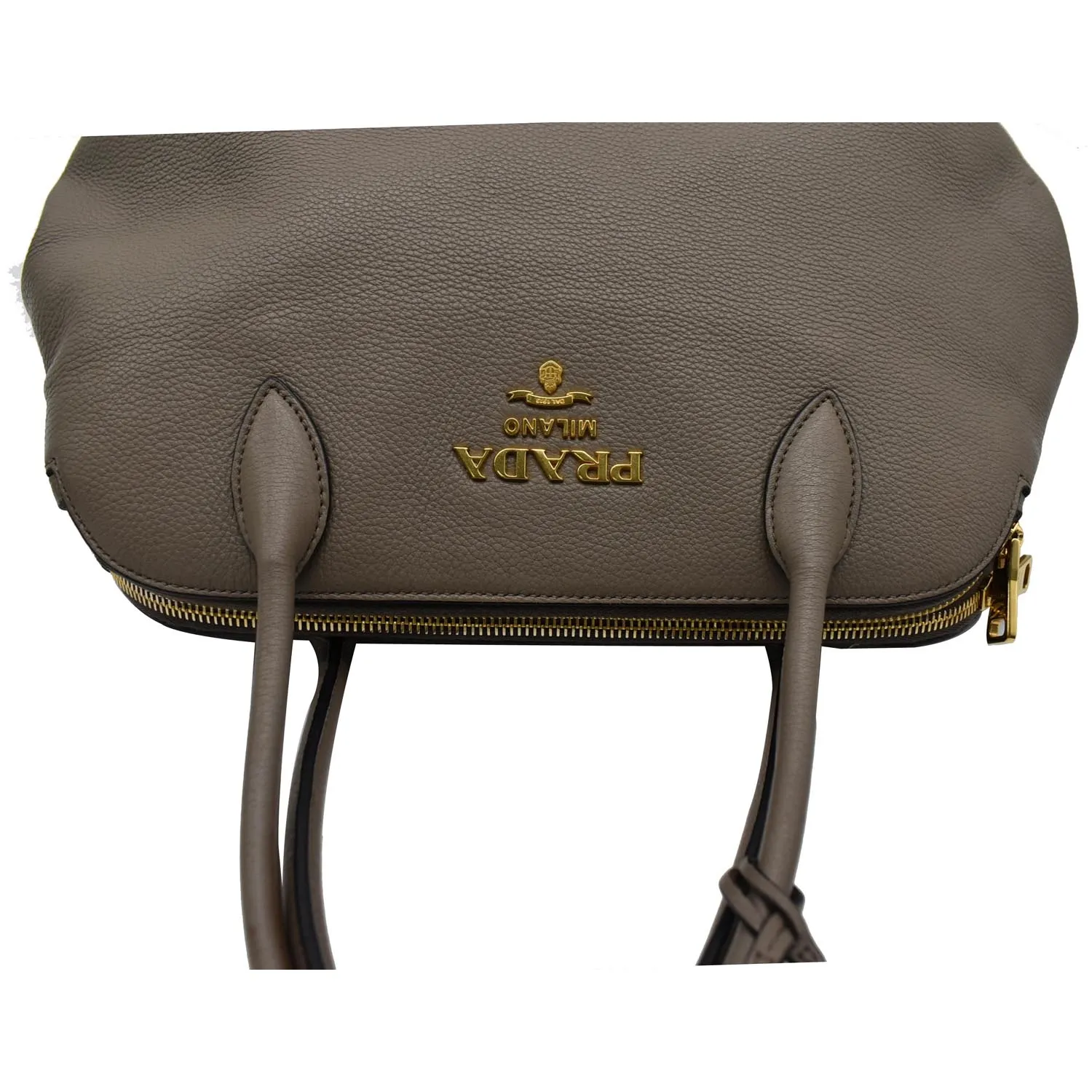 PRADA Calf Leather Tote Bag Clay Gray