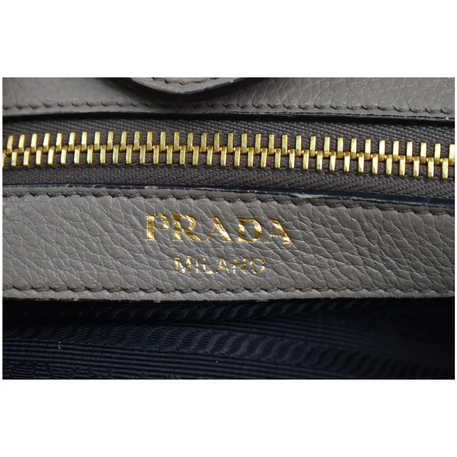 PRADA Calf Leather Tote Bag Clay Gray