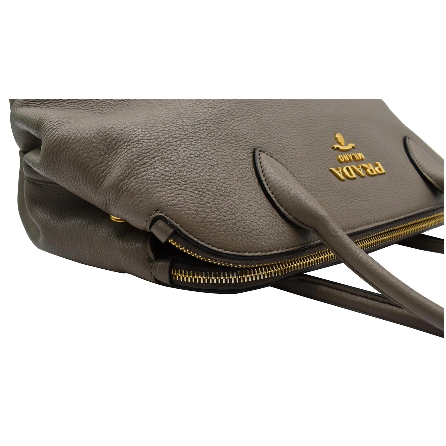 PRADA Calf Leather Tote Bag Clay Gray