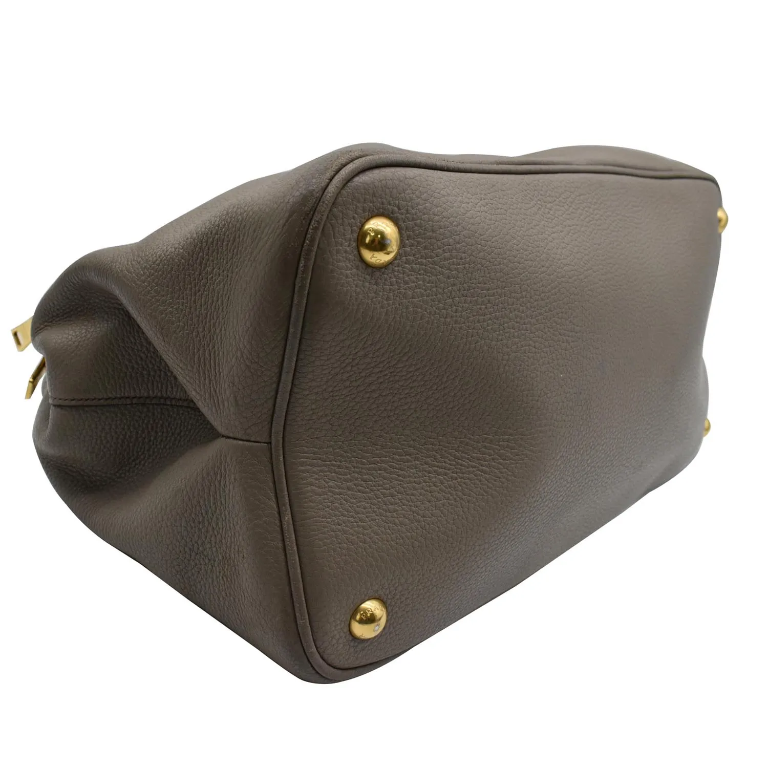 PRADA Calf Leather Tote Bag Clay Gray