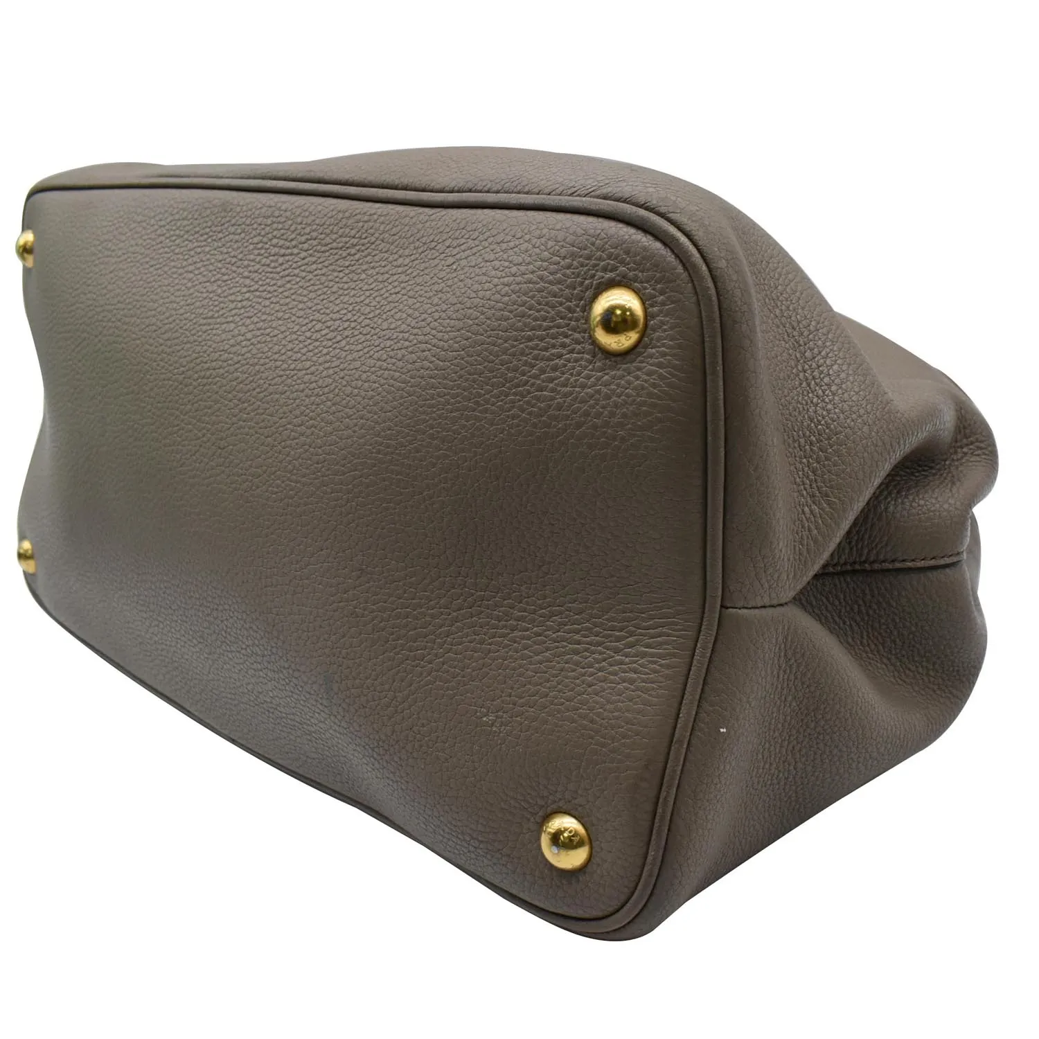 PRADA Calf Leather Tote Bag Clay Gray