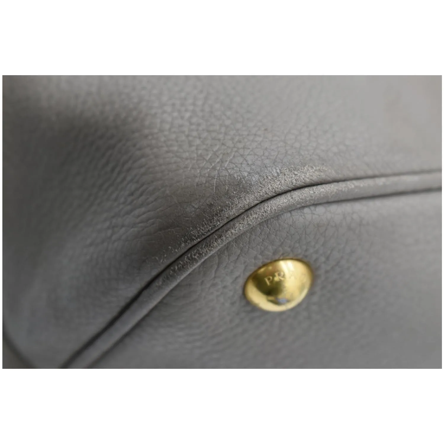 PRADA Calf Leather Tote Bag Clay Gray