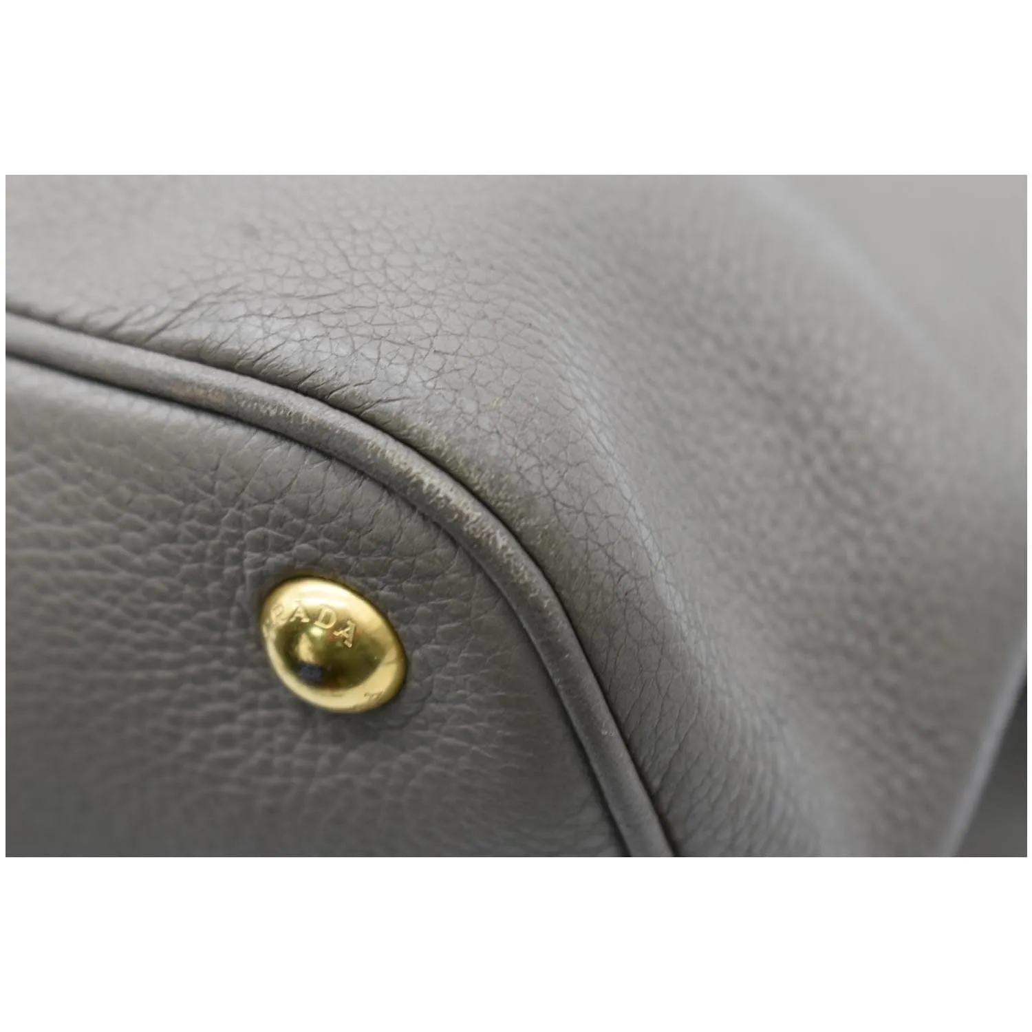 PRADA Calf Leather Tote Bag Clay Gray