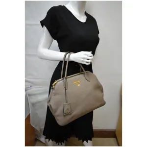 PRADA Calf Leather Tote Bag Clay Gray