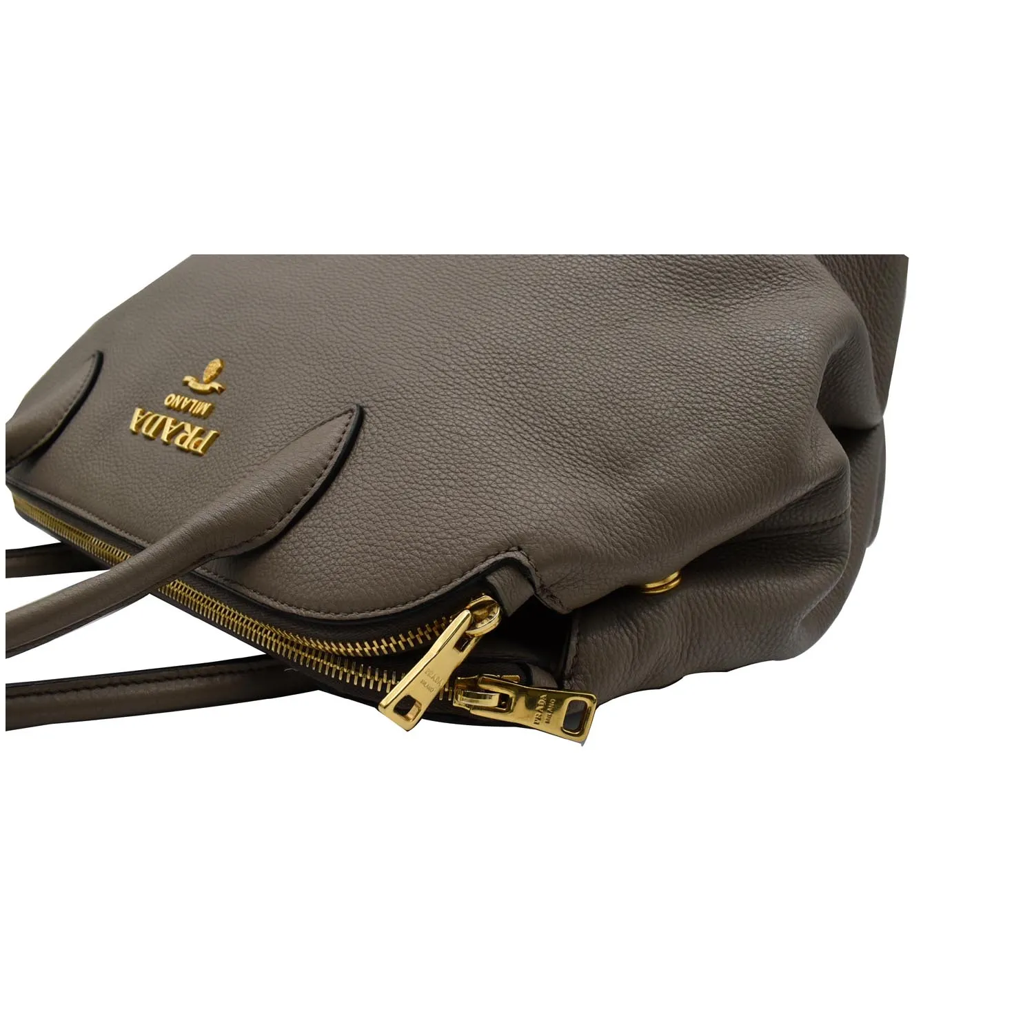 PRADA Calf Leather Tote Bag Clay Gray