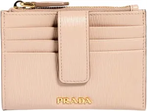 Prada Wallet For Women -Womens Vitello Move Cipria Beige Leather Zip Top Card Wallet 1MC026 - Women Wallet - Womens Wallet Designer