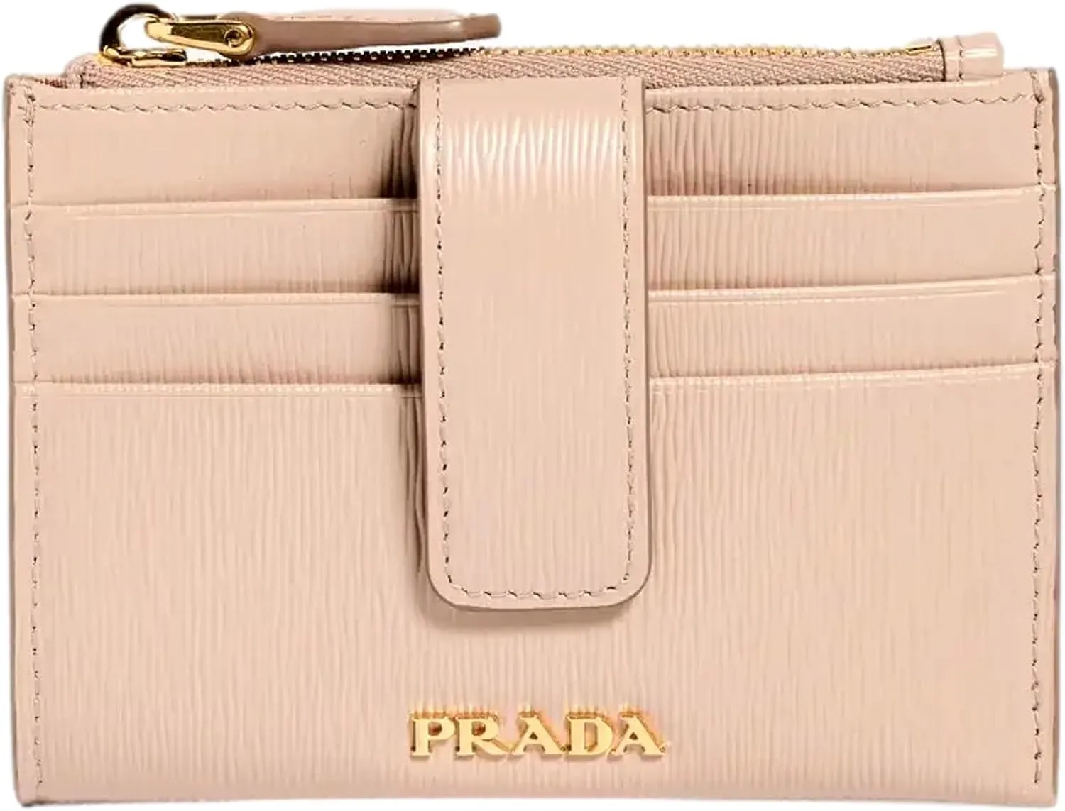 Prada Wallet For Women -Womens Vitello Move Cipria Beige Leather Zip Top Card Wallet 1MC026 - Women Wallet - Womens Wallet Designer