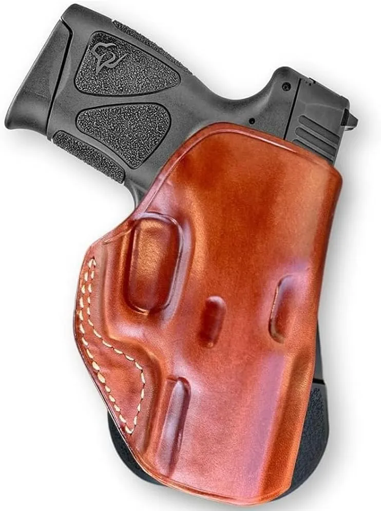 Premium Leather OWB Paddle Holster with Open Top Fits, Sigg Sauer P227 45 ACP 4.4'' Barrel, Right Hand Draw, Brown Color #1143#