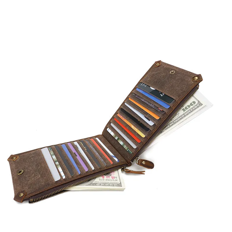 Premium Vintage Slim Canvas Zipper Closure Men's Long Wallet
