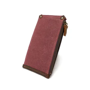 Premium Vintage Slim Canvas Zipper Closure Men's Long Wallet