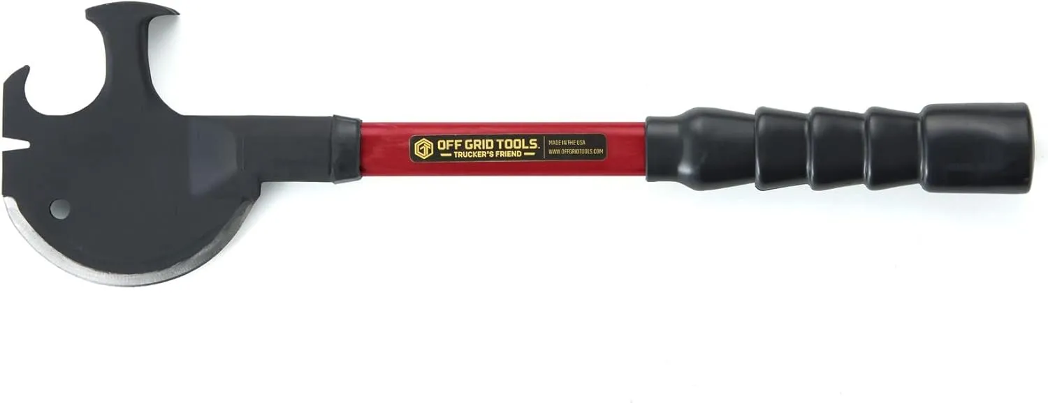 Pro Trucker’s Friend – Red, Carbon Steel Blade, Shock Absorbing Grip, All-Purpose Multitool, Curved Axe Head, Hammer, Pry Bar, Nail Puller