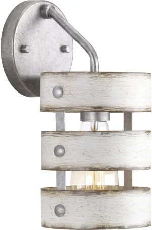 Progress Lighting Gulliver Collection 1-Light Antique Whitewashed Farmhouse Wall Sconce Light, Galvanized Finish