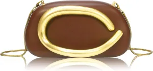 PU Leather Women's Evening Handbags Chocolates Clutch Purse Easy Match with Chain Crossbody Metal Decoration Shoulder Bag