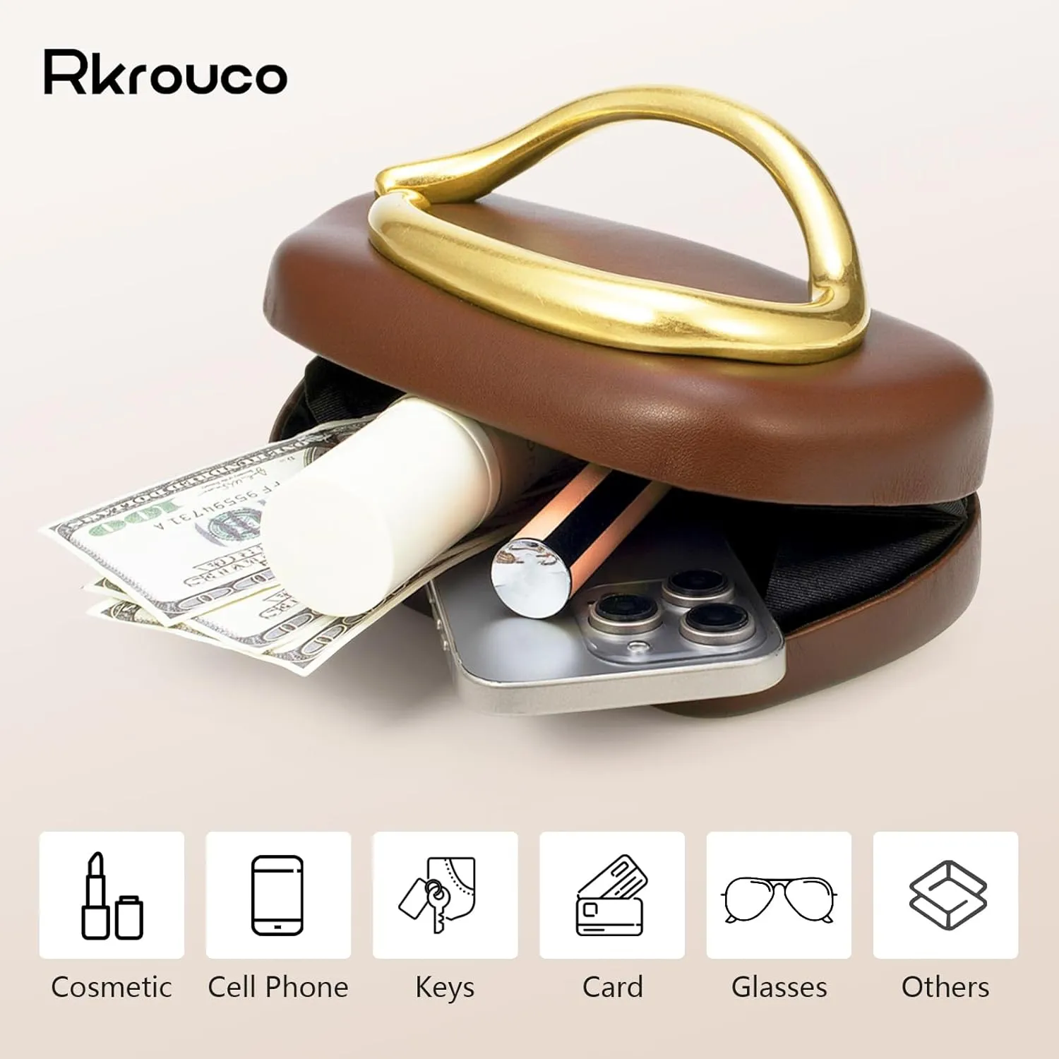PU Leather Women's Evening Handbags Chocolates Clutch Purse Easy Match with Chain Crossbody Metal Decoration Shoulder Bag