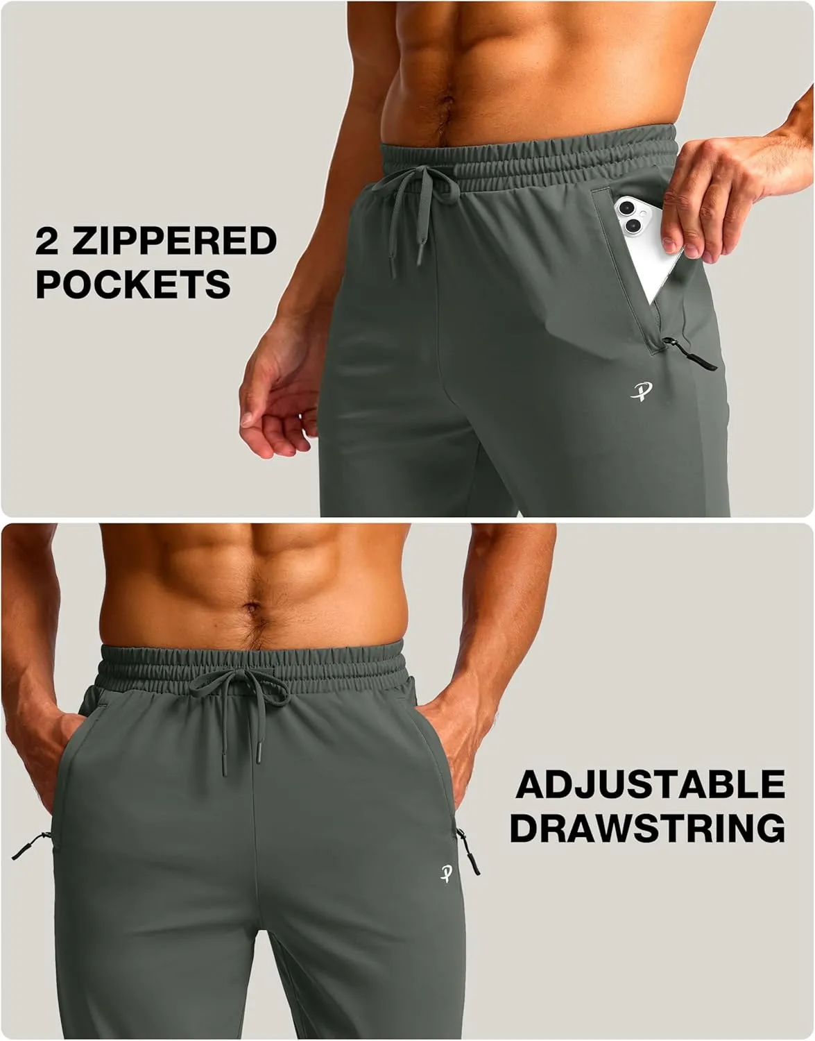 Pudolla 32"/34"/36" Inseam Men's Tall Sweatpants with Zipper Pockets Lightweight Joggers for Athletic Workout Casual