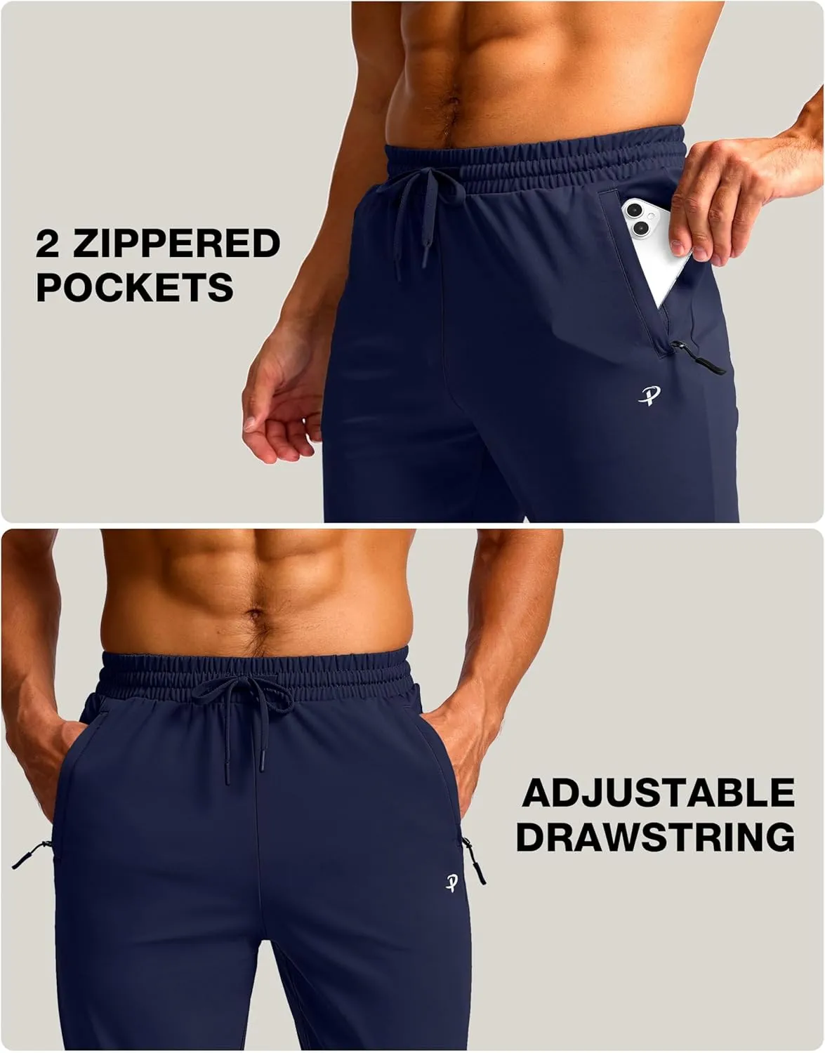 Pudolla 32"/34"/36" Inseam Men's Tall Sweatpants with Zipper Pockets Lightweight Joggers for Athletic Workout Casual