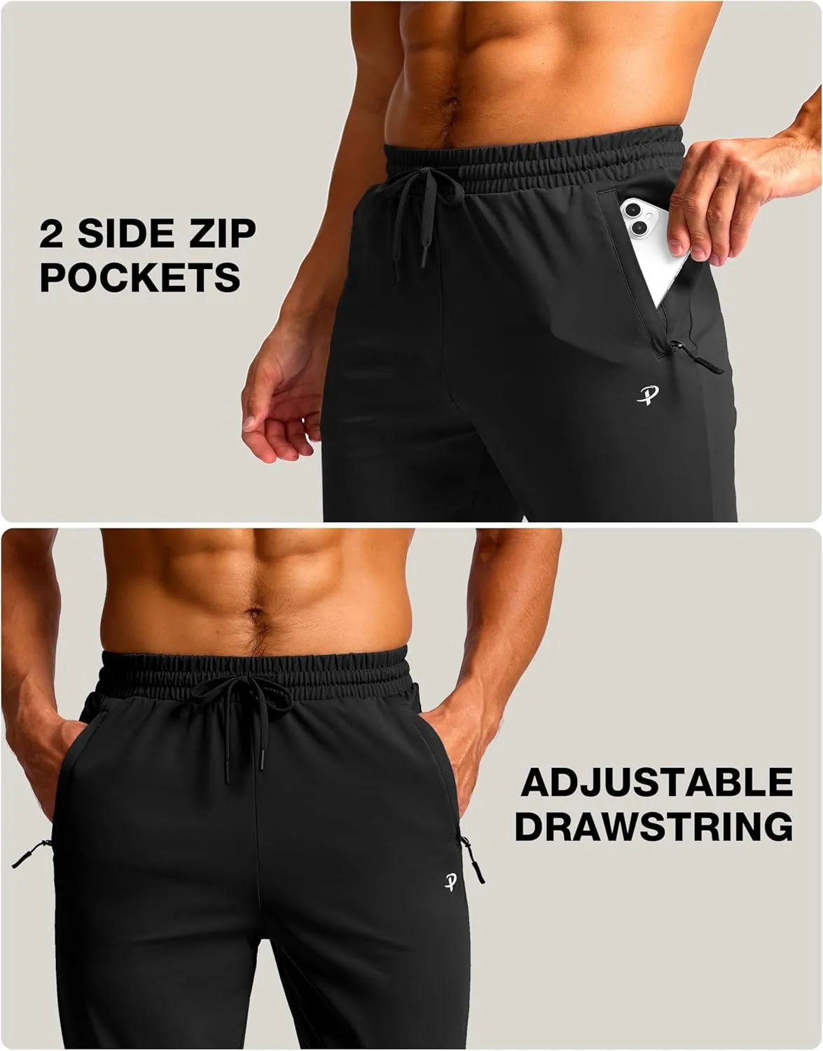 Pudolla 32"/34"/36" Inseam Men's Tall Sweatpants with Zipper Pockets Lightweight Joggers for Athletic Workout Casual