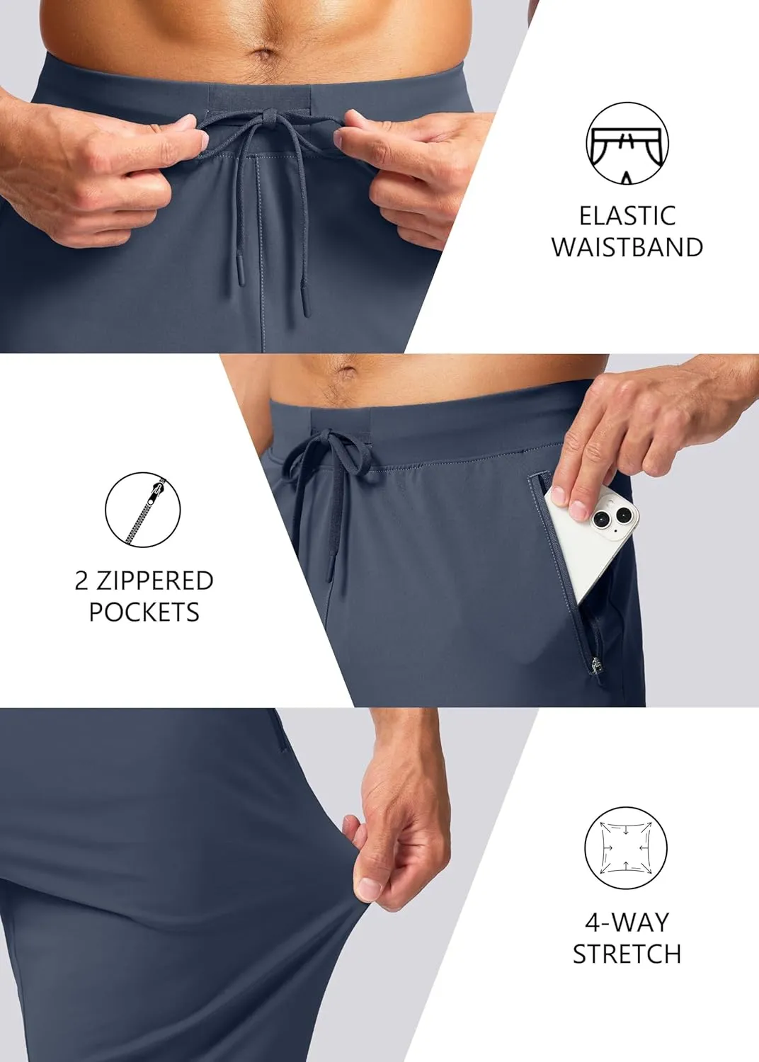 Pudolla Men's Lightweight Sweatpants with Pockets Ultra 4-Way Stretch Soft Joggers for Gym Workout Runing Athletic Pants