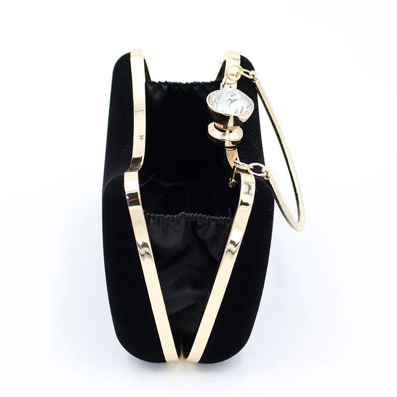 Pure Velvet Elegant Hand Party Clutch Purse