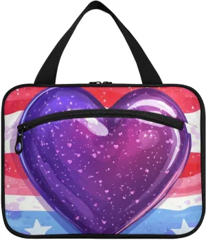 Purple Heart Day Soldier hanging mens travel bag with hook, designer essential toiletries bag for mom hotel estuche para maquillaje L