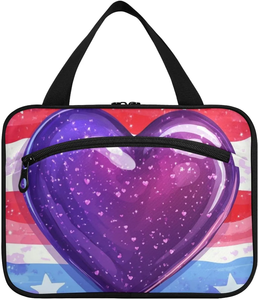 Purple Heart Day Soldier hanging mens travel bag with hook, designer essential toiletries bag for mom hotel estuche para maquillaje L