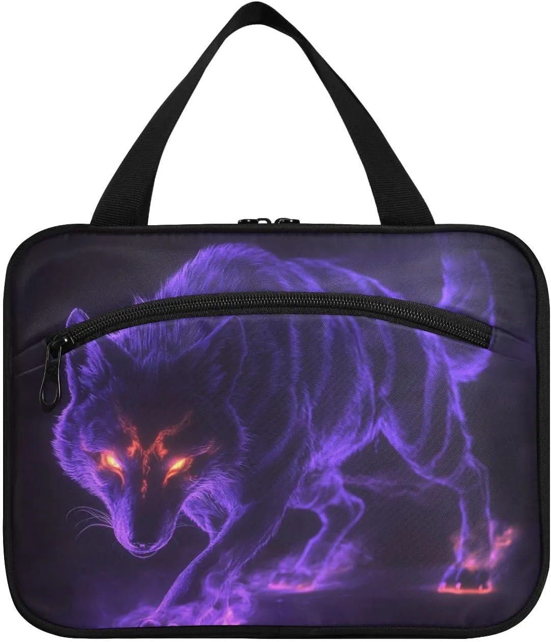 Purple wolf animal hanging cosmetic travel bags with hook, designer accessories brush bag for cruise travel trip estuche para maquillaje L