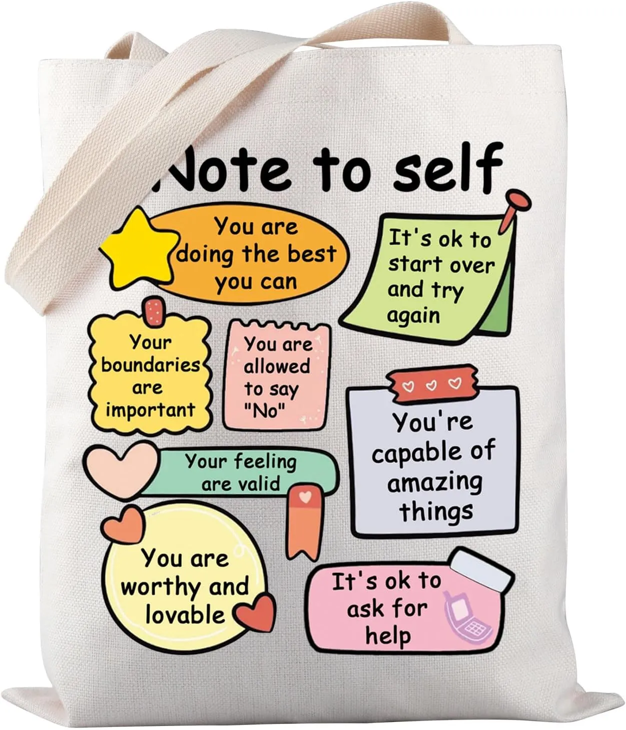 PWHAOO Counselor Tote Bag Mental Health Tote Bag Self Awareness Gift Psychologist Gift