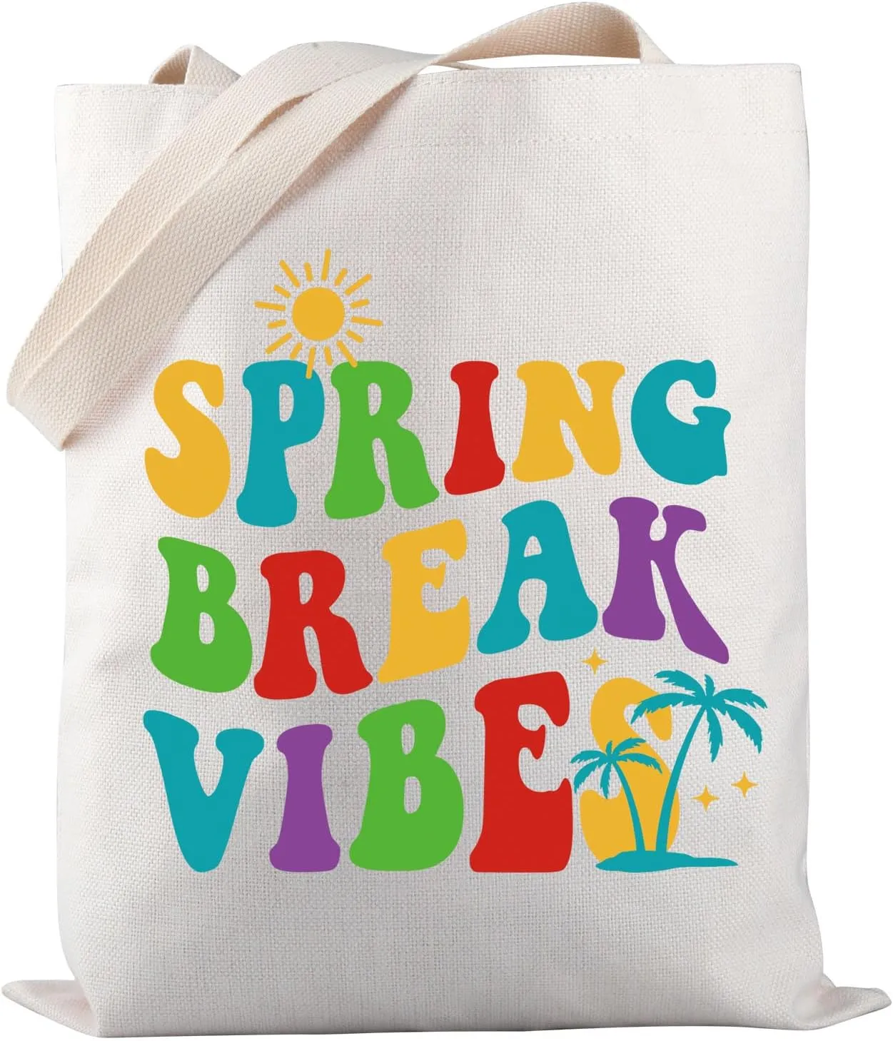 PWHAOO Spring Vacation Tote Bag Spring Break Vibes Tote Bag Beach Life Tote Bag Spring Vibes Gift Beach Trip Gift