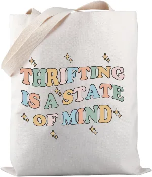 PWHAOO Thrifting Addict Tote Bag Thrifting Is A State Of Mind Tote Bag Thrifter Merchandise Thrift Lover Gift