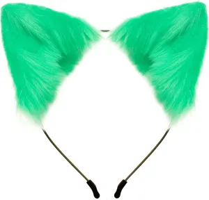 QinRuan Cat Fox Faux Fur Ears Headband Cute Halloween Fancy Dress Cosplay Handmade Animal Furry Ears Hair Hoop