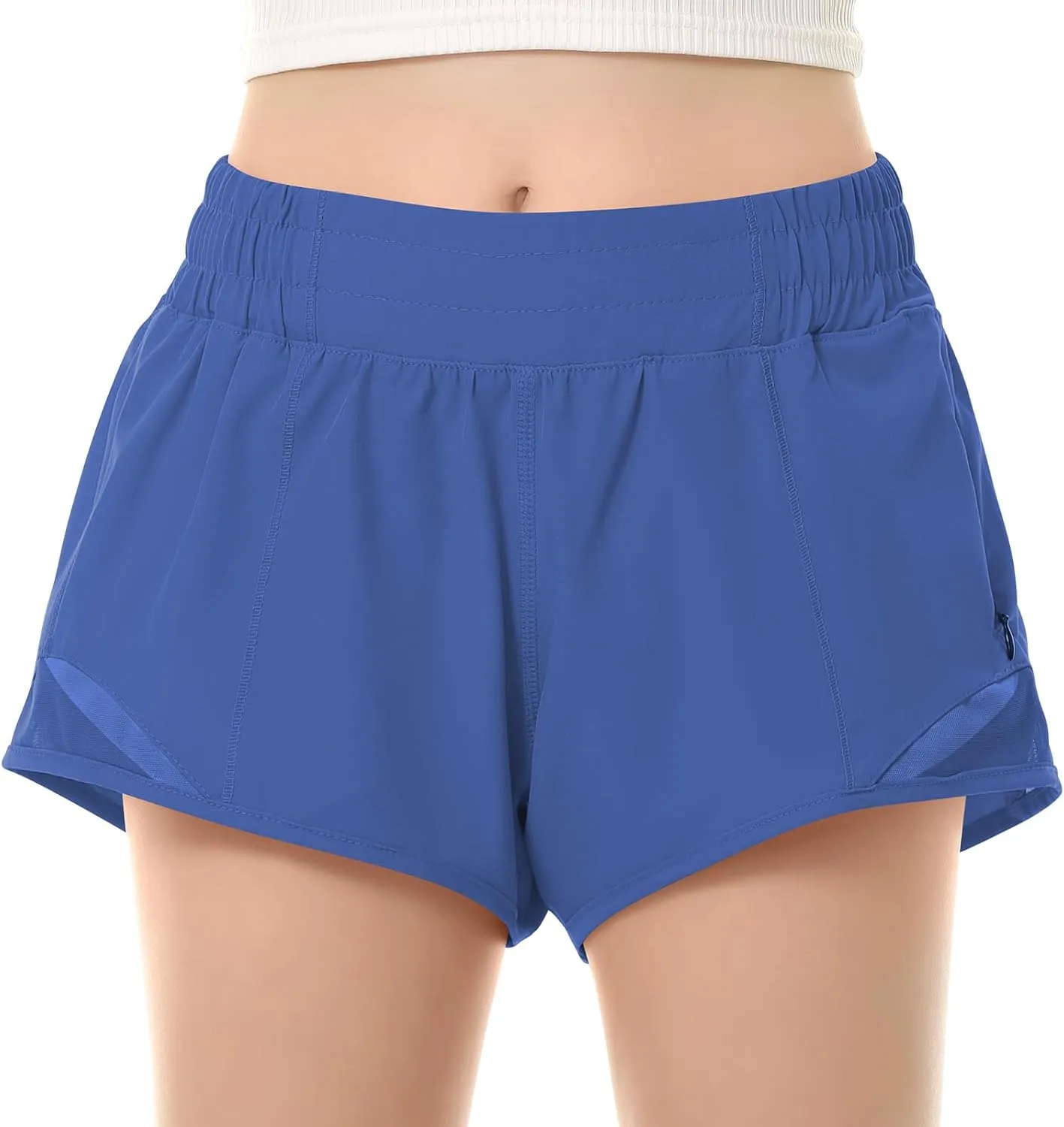 QooNoo Girls Athletic Shorts with Zipper Pocket Lightweight Elastic Waist Running Shorts for Teen Girls Kids Active Sports