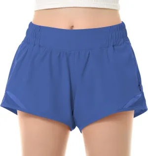 QooNoo Girls Athletic Shorts with Zipper Pocket Lightweight Elastic Waist Running Shorts for Teen Girls Kids Active Sports