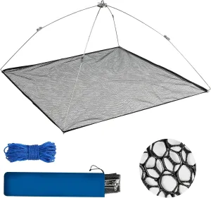 QualyQualy Umbrella Minnow Trap Net, Collapsible Fishing Bait Net with Rubber Coated Mesh & Steel Frame, Fish/Shrimp/Crayfish Trap Cast Net for Creek, Pond Fishing, Foldable Baitfish Catcher