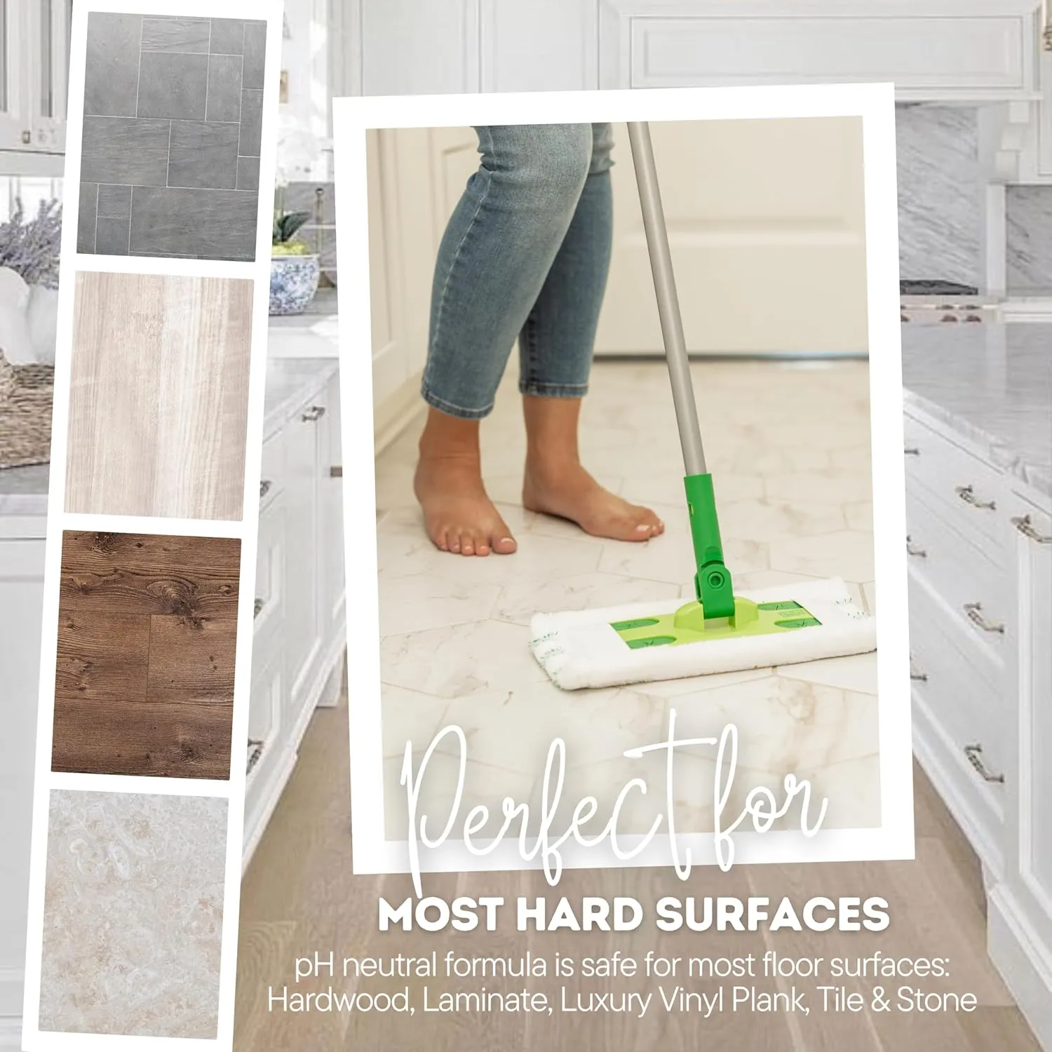 Quick Shine Multi Surface Floor Finish 64oz | Cleaner & Polish to use on Hardwood, Laminate, Luxury Vinyl Plank LVT, Tile & Stone | Safer Choice w/Clean Shine Technology | Shine-Protect-Refresh